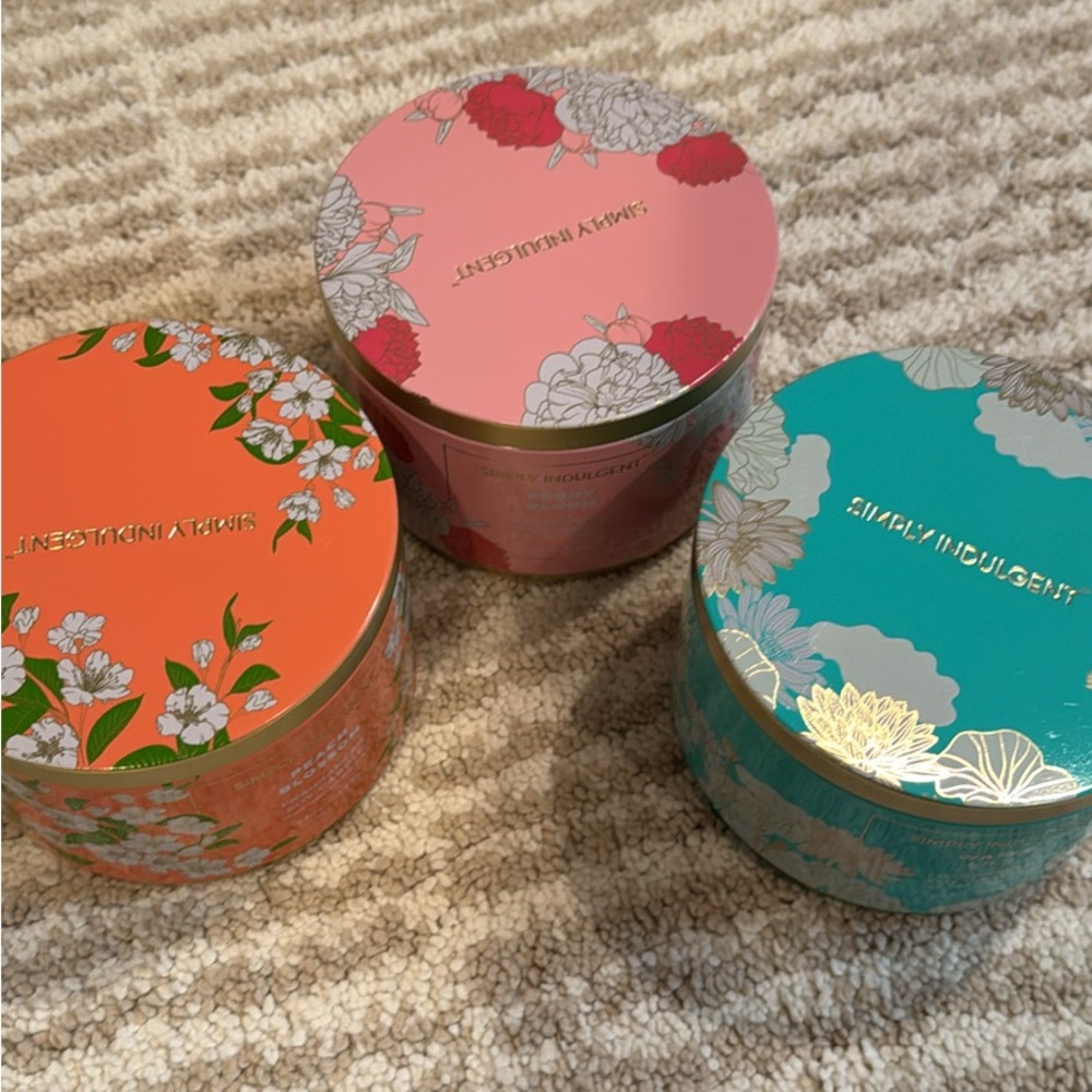 Floral Scented Candle Set - Pink, Orange, Teal
